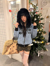 DISTRESSED LAMBSWOOL HOODED JACKET