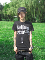 RHINESTONE SHOULDER TEE