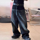 CUT-UP DOUBLE-LAYER BAGGY JEANS