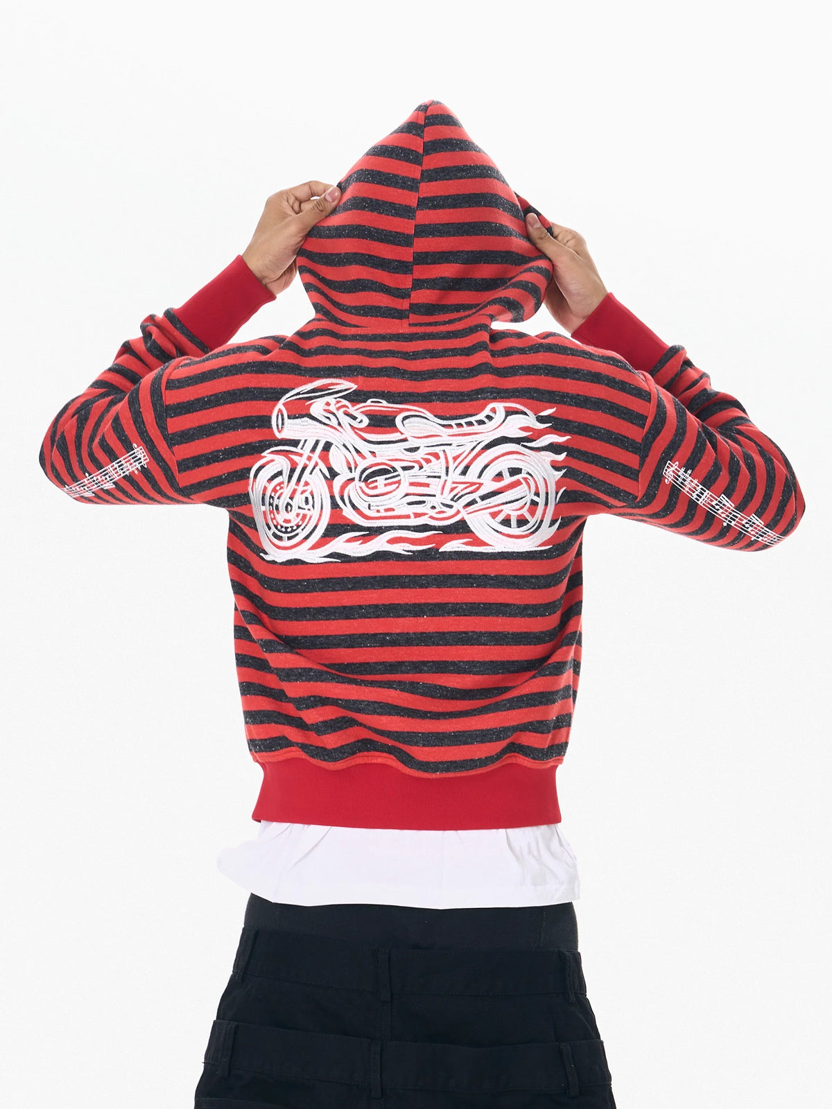 MOTO HOODIE WITH STRIPE DESIGN