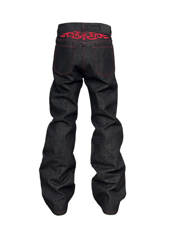 EMBROIDERED DENIM FLARE JEANS