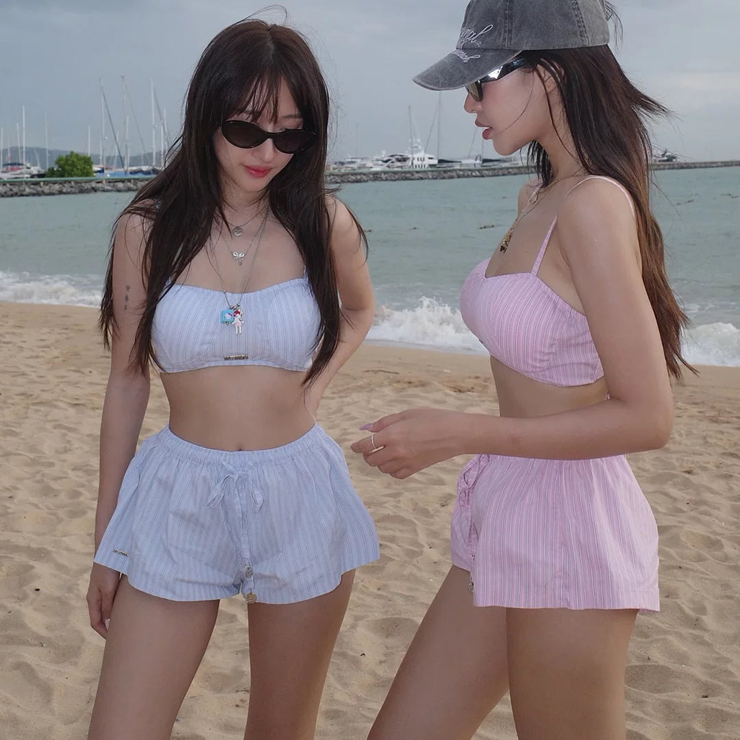 TRENDY STRAPLESS TWO-PIECE SWIMSUIT