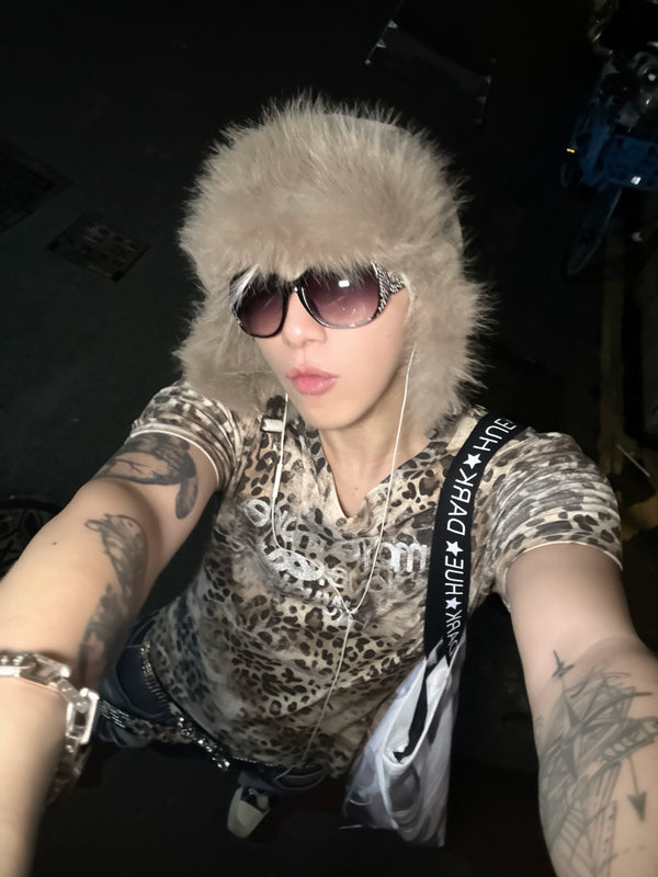 SILVER LEOPARD PRINT T-SHIRT