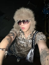 LEOPARD PRINT SILVER T-SHIRT