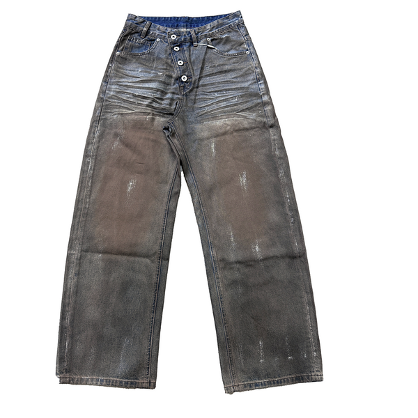DISTRESSED SILVER BATIK JEANS