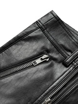 DOUBLE ZIPPER MICRO LEATHER PANTS