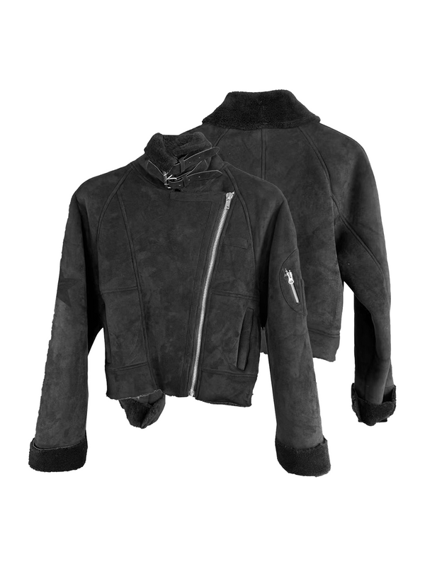 METALLIC SUEDE ZIPPER JACKET