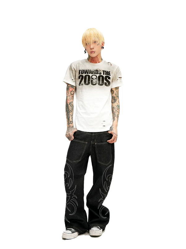 WASHED DESTRUCTION SLOGAN TEE