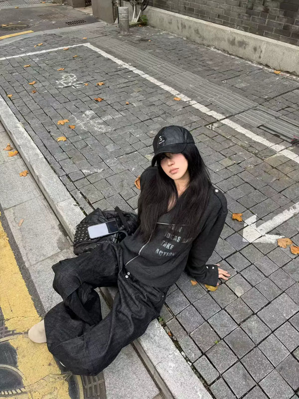 OBLIQUE ZIPPER STAND-UP JACKET
