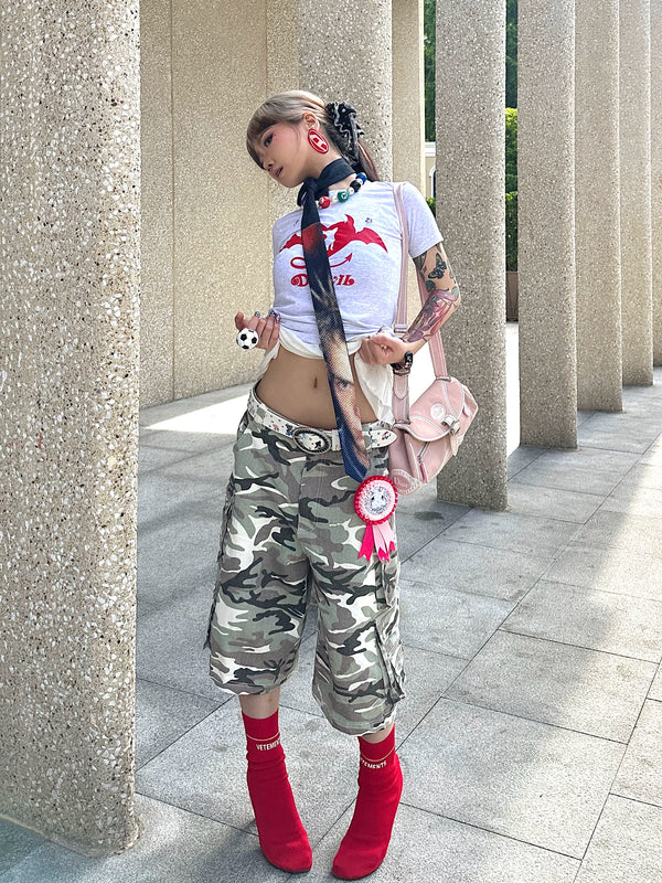 NICHE CAMOUFLAGE CANVAS SHORTS