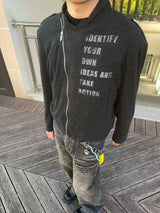OBLIQUE ZIPPER STAND-UP JACKET
