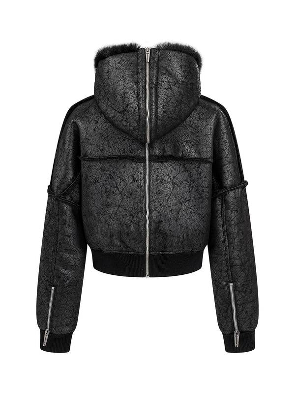 N2B LEATHER JACKET WITH FUR COLLAR