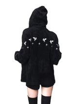 HOODED MOHAIR SWEATER COAT