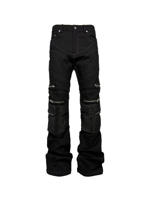 SLIM FLARE BIKER PANTS