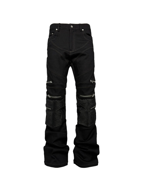 SLIM FLARE BIKER PANTS
