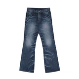 DISTRESSED PLEATED STRAIGHT-LEG JEANS