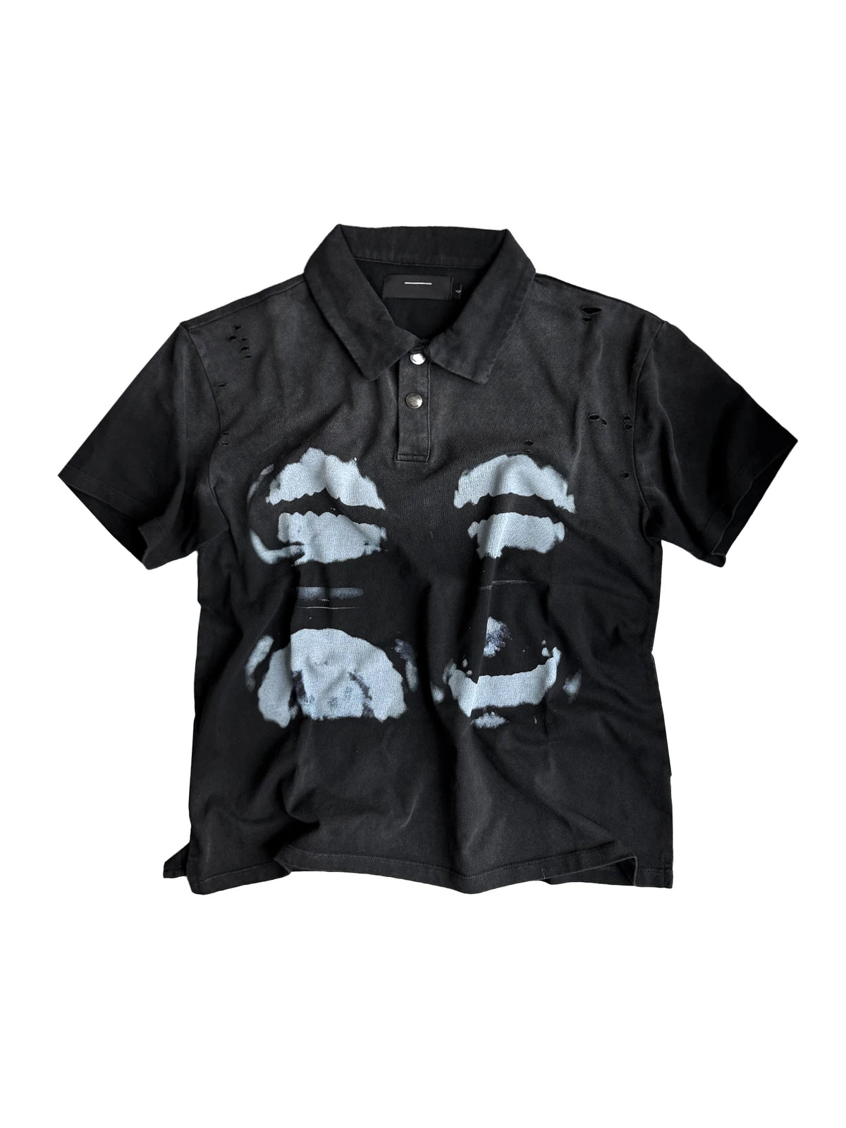 DISTRESSED PONY PRINT POLO SHIRT