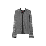 HOLLOW STRIPED LONG SLEEVE BLOUSE