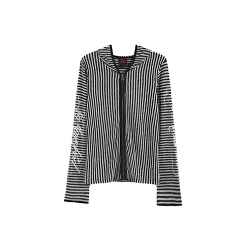 HOLLOW STRIPED LONG SLEEVE BLOUSE