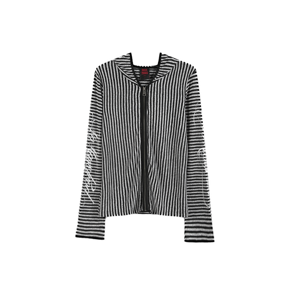 HOLLOW STRIPED LONG SLEEVE BLOUSE
