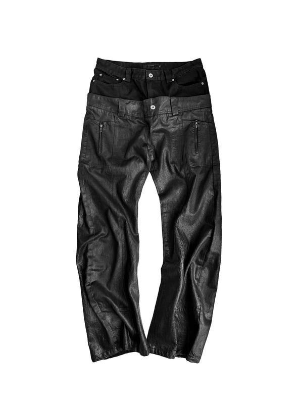 PAINTED WAXED DENIM PANTS