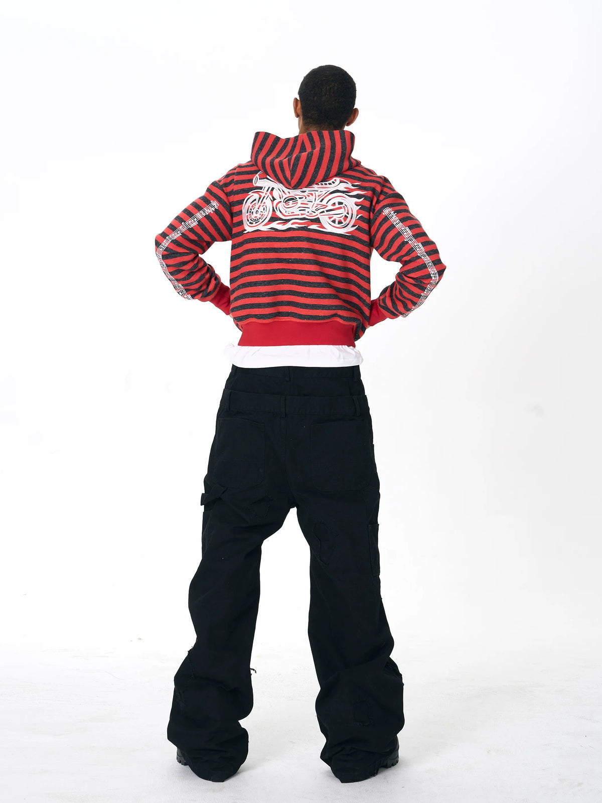 MOTO HOODIE WITH STRIPE DESIGN