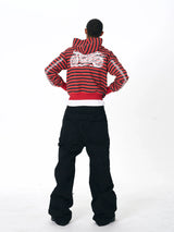 MOTO HOODIE WITH STRIPE DESIGN