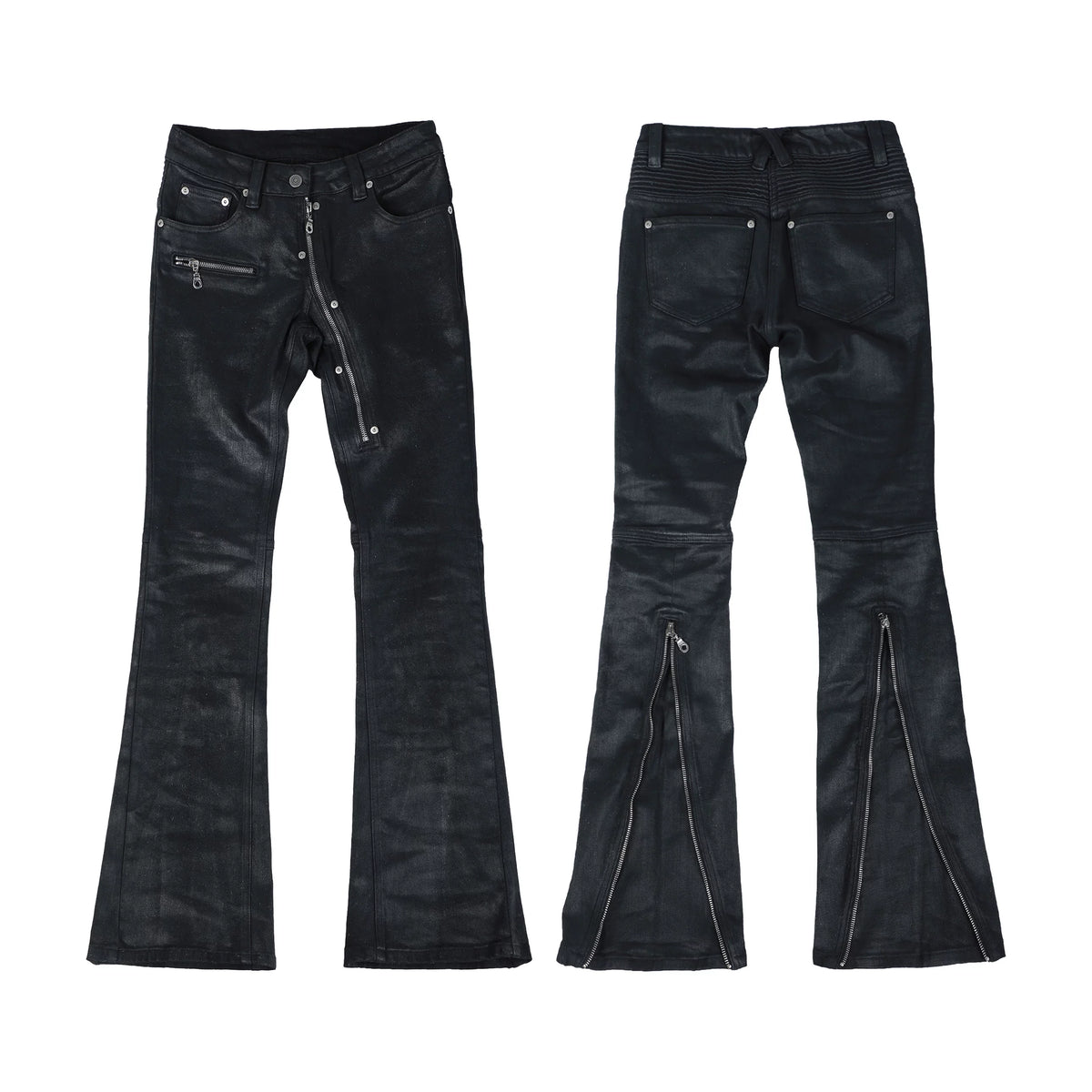 DECONSTRUCTED DENIM MULTI-ZIPPER PANTS