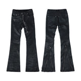 DECONSTRUCTED DENIM MULTI-ZIPPER PANTS
