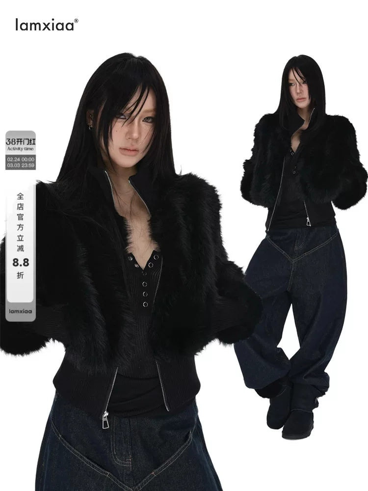 FAUX FUR ZIP COAT