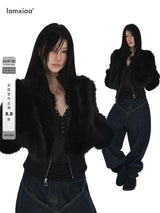 FAUX FUR ZIP COAT