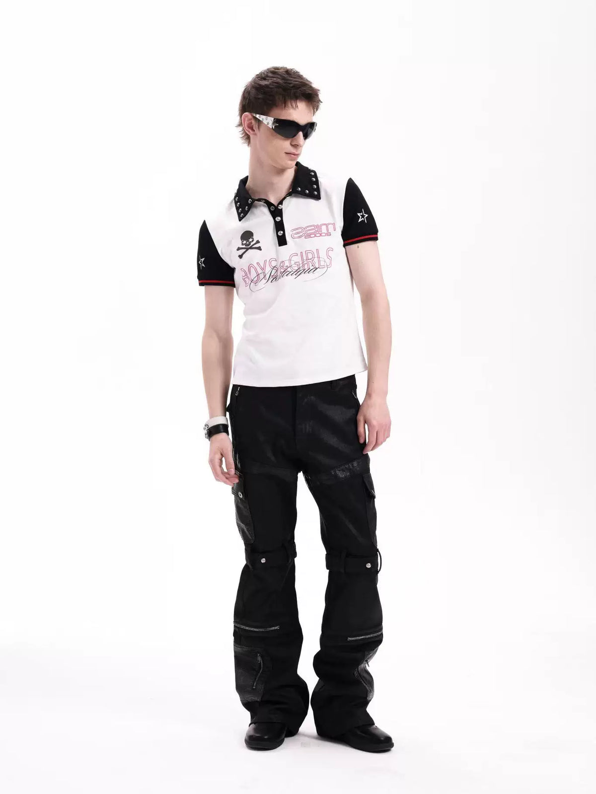BEADED SKULL RETRO JERSEY T-SHIRT