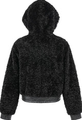 PLUSH PATCHWORK SUEDE HOODED JACKET