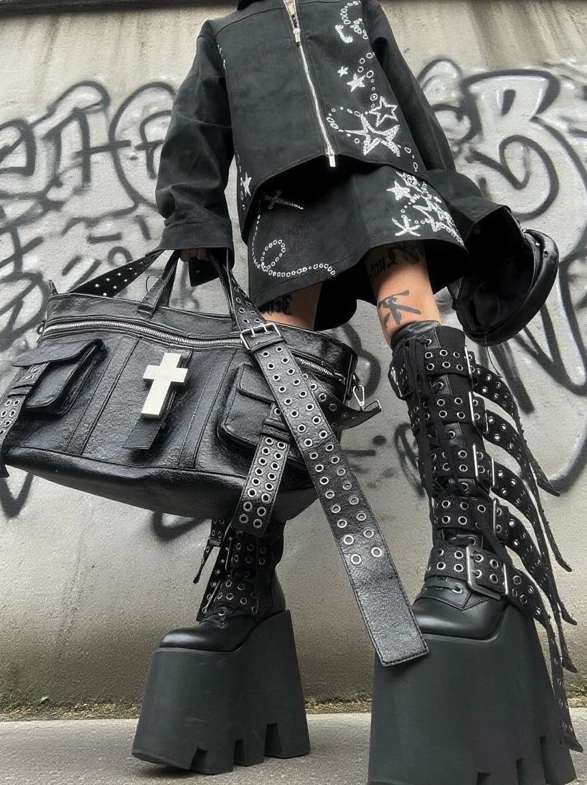 CROSSBODY LEATHER TOTE BAG