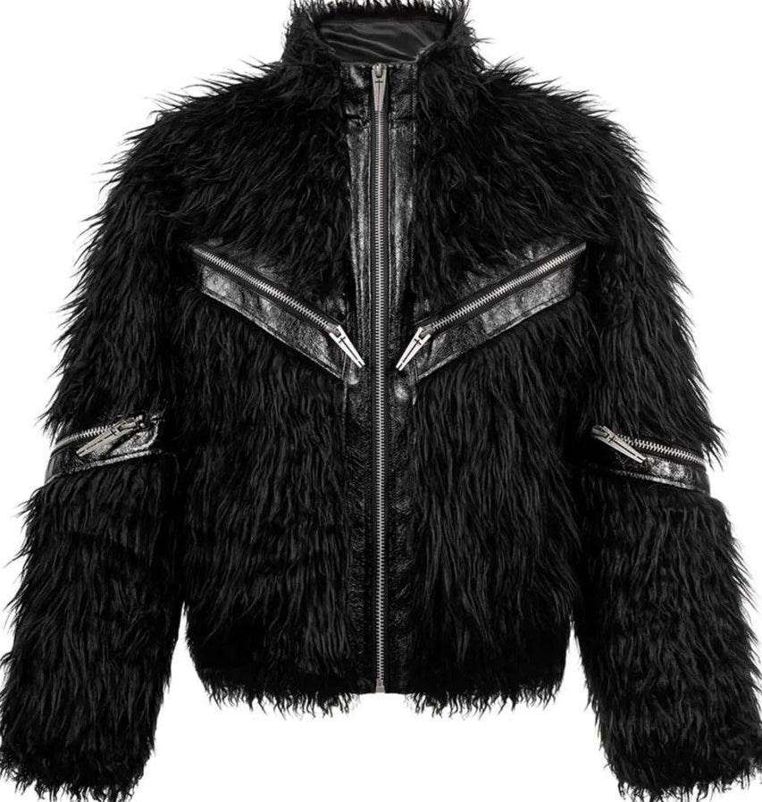 PATCHWORK LEATHER FUR JACKET