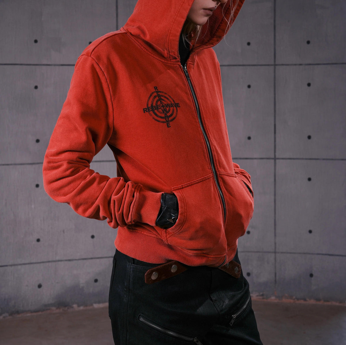 PINK WASHED ZIPPER HOODIE