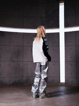 SILVER LIQUID LEATHER PANTS