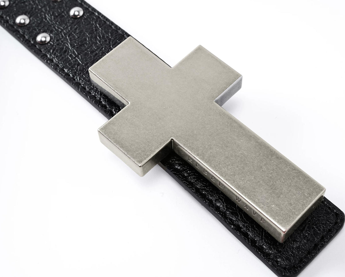 STUDDED CROSS BELT WITH BURST PATTERN