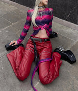 LIQUID METAL PINK WAXED PANTS
