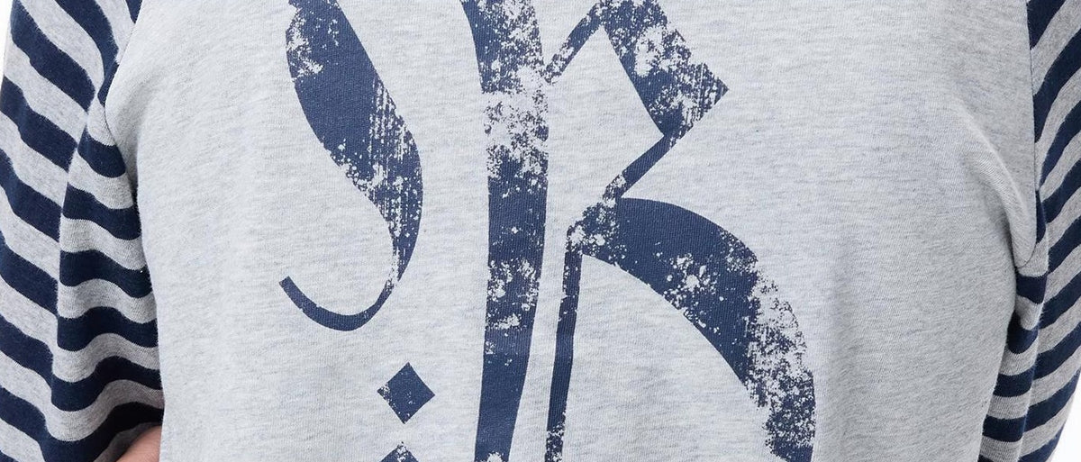グレー ストライプ ラグラン Tシャツ