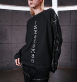 SANSKRIT PRINT WAFFLE LONG SLEEVE T-SHIRT
