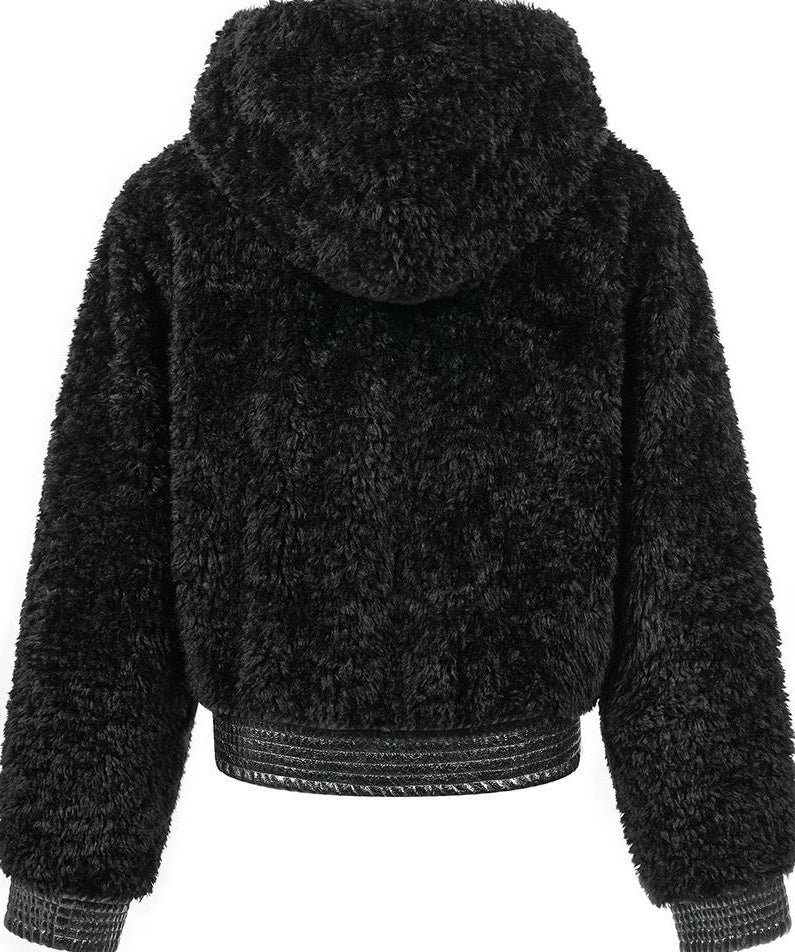 PLUSH PATCHWORK SUEDE HOODED JACKET