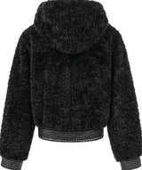 PLUSH PATCHWORK SUEDE HOODED JACKET