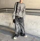 LIGHTNING STRIPE RAW EDGE JEANS