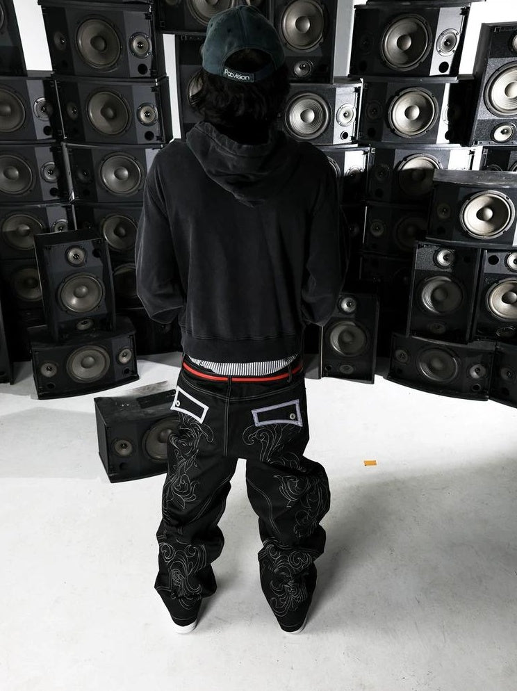 BAROQUE SKULL EMBROIDERED PANTS