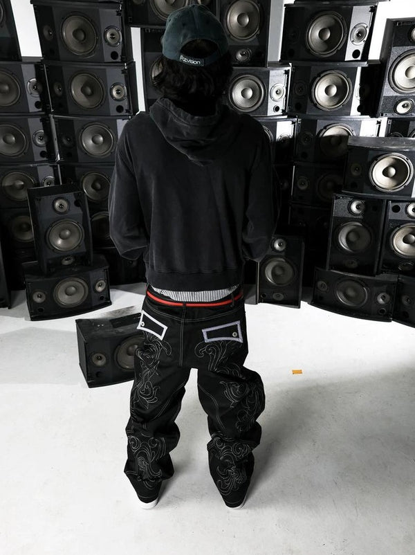 BAROQUE SKULL EMBROIDERED PANTS