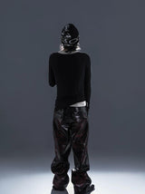 BAROQUE SKULL CLIP LEATHER PANTS