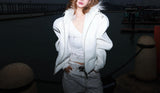 FAUX FUR COLLAR LEATHER JACKET