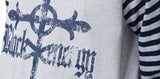 グレー ストライプ ラグラン Tシャツ