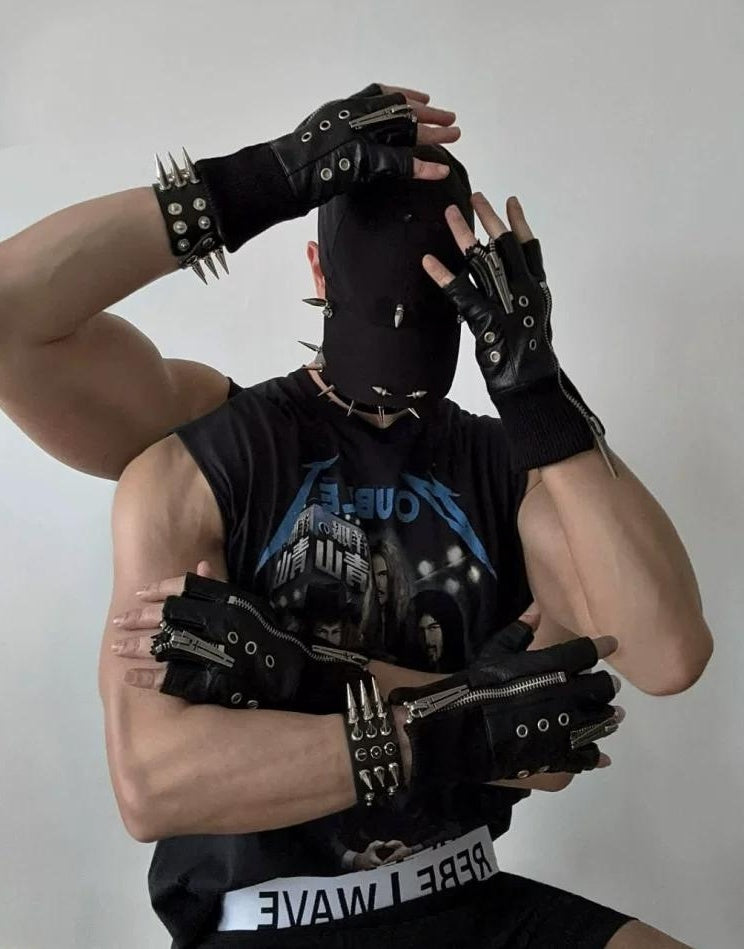 PUNK LAYERED ZIPPER GLOVES